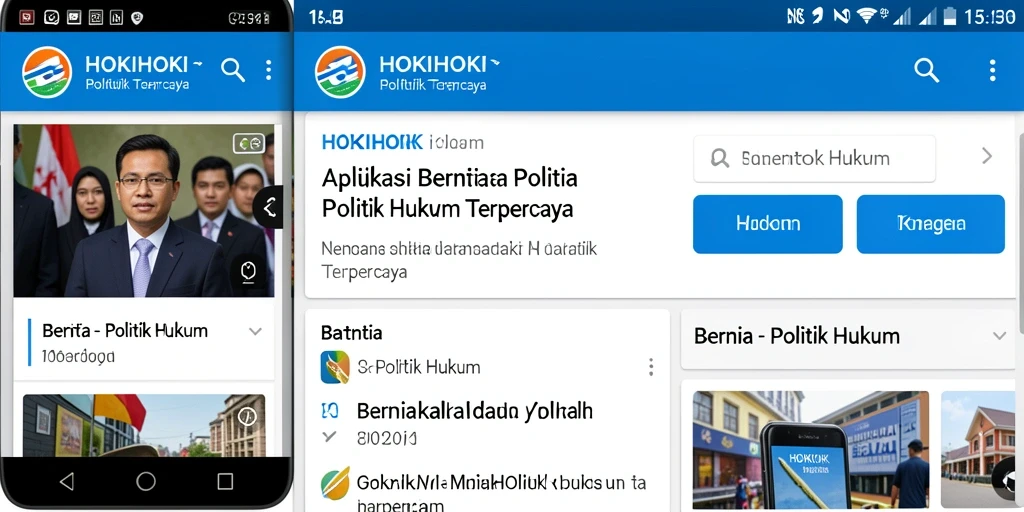 Antarmuka HOKIHOKI menampilkan berita politik dan hukum yang informatif.