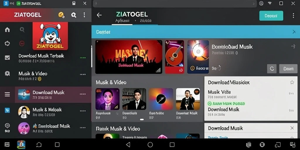 Tampilan antarmuka ZIATOGEL untuk Download Musik yang user-friendly.