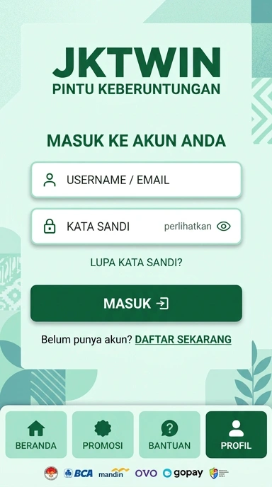 Tampilan halaman login jktwin